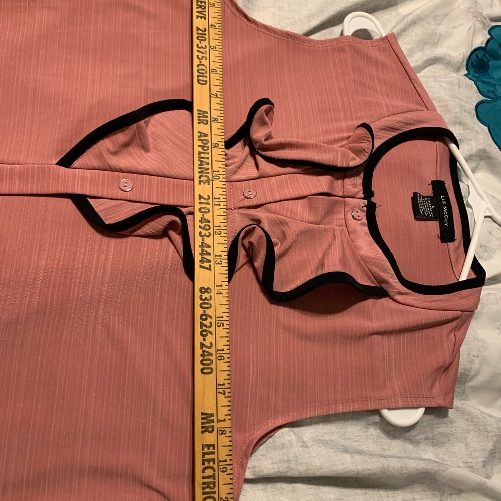 LIZ McCoy Rose Pink Tuxedo sleeveless LG